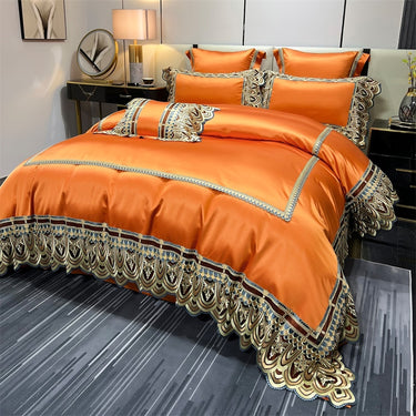 Luxury Orange Purple Europe Chic Soft Hotel Grade Duvet Cover, Egyptian Cotton 1200TC Bedding Set